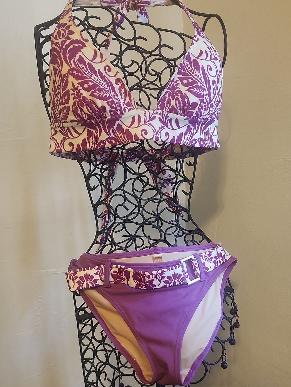 Victoria's Secret Purple Floral Halter Bandeau Set